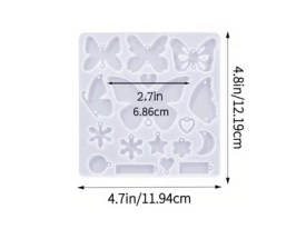 Molde silicona 17 aritos mariposas y corazones